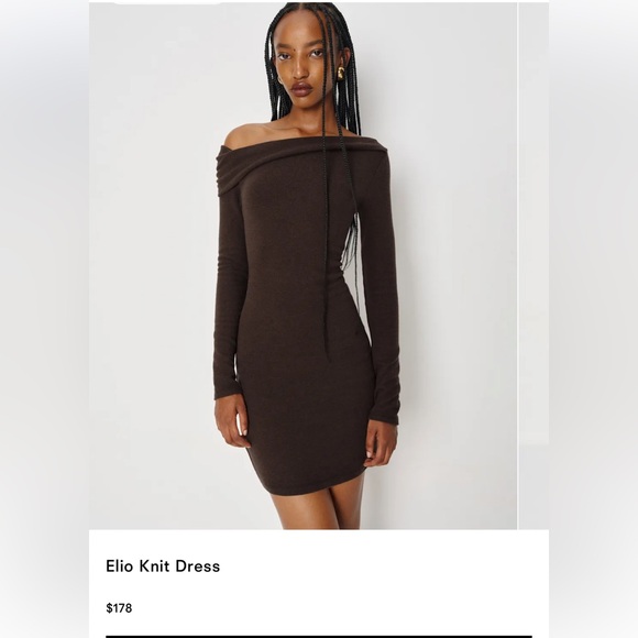 Reformation Dresses & Skirts - Reformation Off-Shoulder Elio Knit Dress in Dark Brown